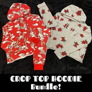 🌹 BUGS BUNNY | RED ROSES crop top hoodies 🌹